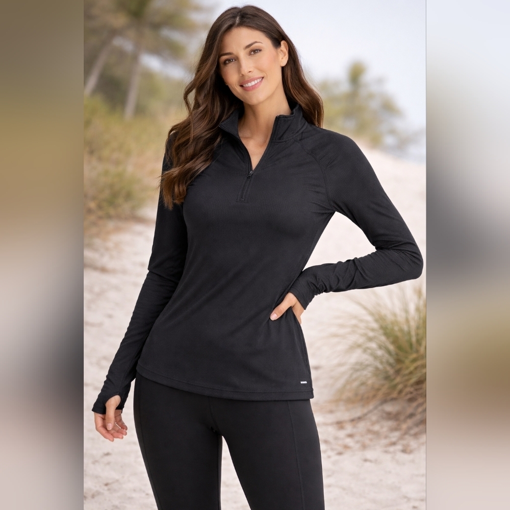 Mondetta Black Ribbed Long Sleeve Top
